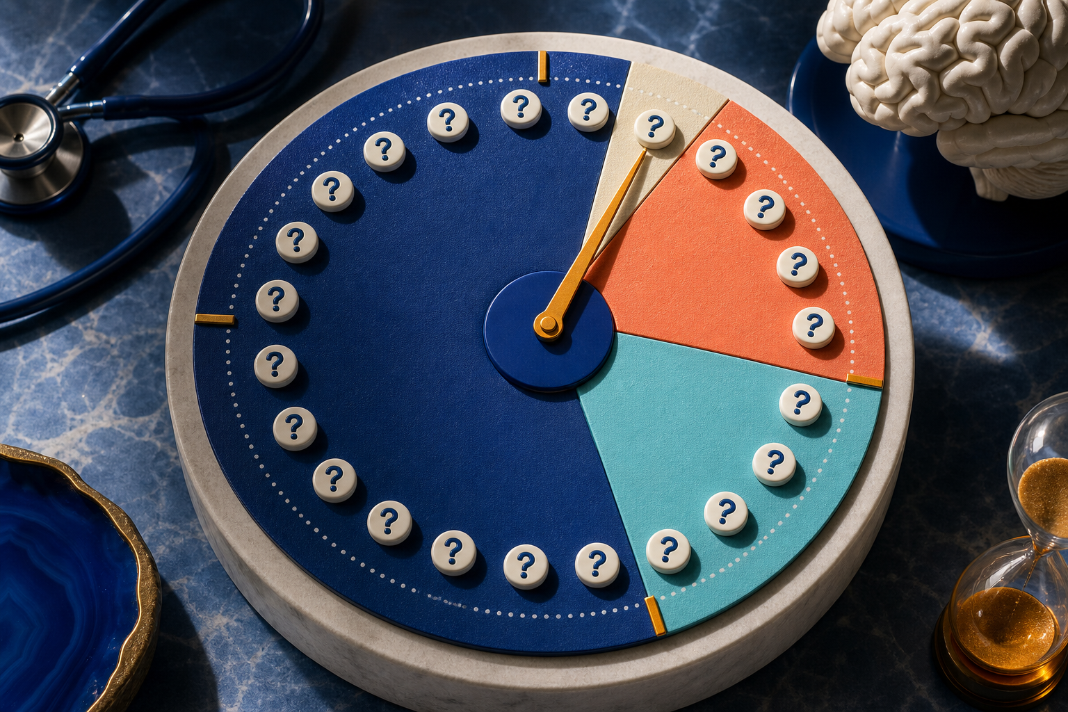 A 30-minute timing dial shows how a USMLE block moves from steady answering to completion and targeted review.