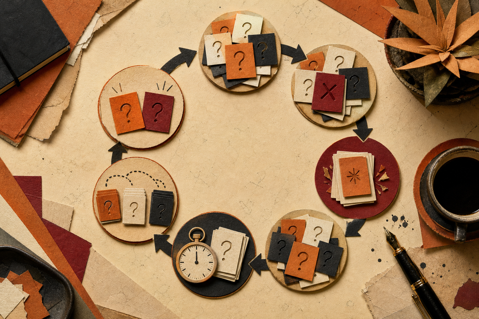 A seven-stage circular workflow shows mixed practice, targeted repair, retesting, and weekly prioritization as a repeating USMLE study loop.